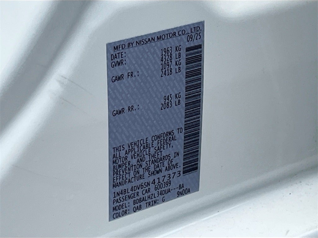 2025 Nissan Altima 2.5 SV